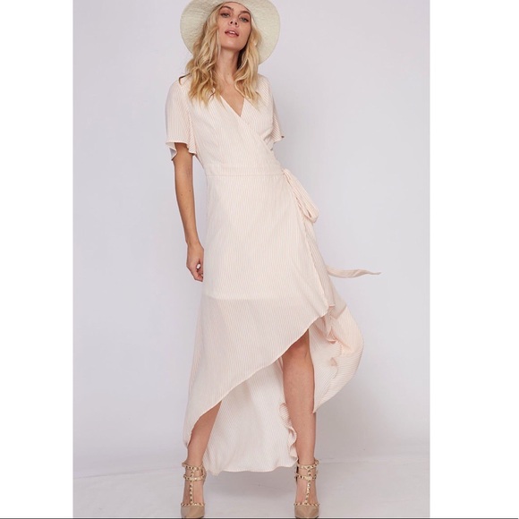 $ FIRM 🌷Ivory & Blush Wrap Maxi Dress - Picture 3 of 7